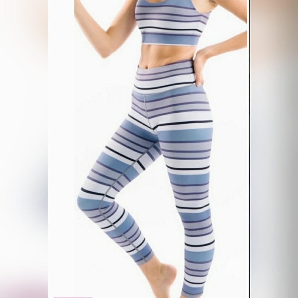 NWT ZYIA ACTIVE Striped High-Waisted Leggings Size: 14 yoga athletic wear